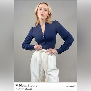 NWOT Navy V-Neck Blouse
